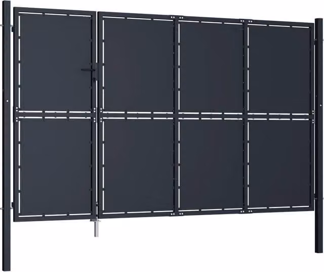 Berkfield Home Steel Swing Garden Gate in Anthracite Grey, W: 350 cm, H: 175 cm – 1