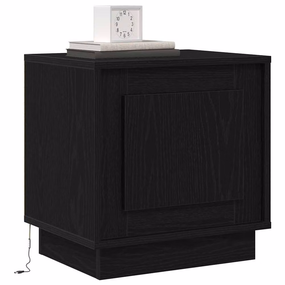Berkfield Home Bedside Cabinet with Integrated LED Lights in Black Oak, W: 44 cm, D: 34.5 cm, H: 45 cm – 3