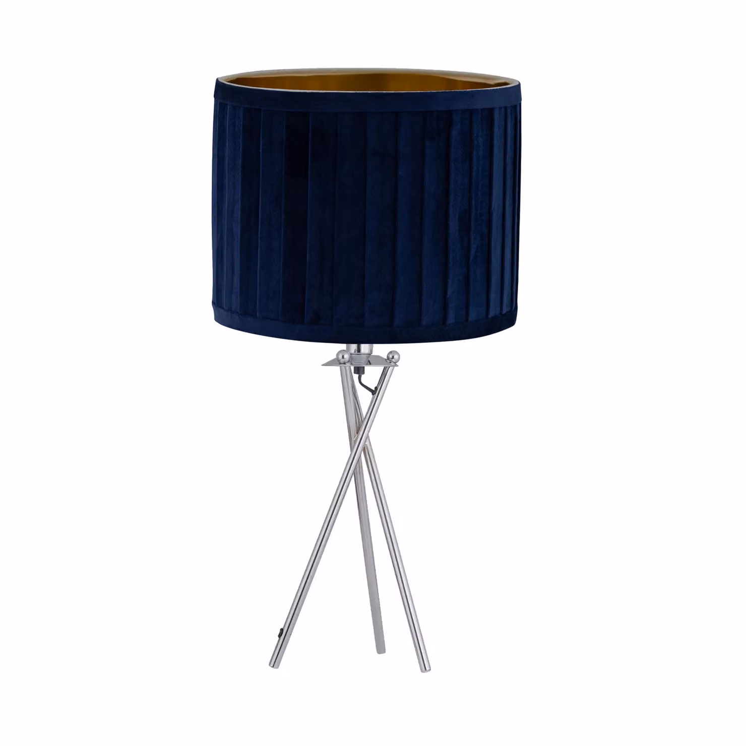 First Choice Lighting Sundance Set of 2 Chrome Tripod Table Lamps with Blue Fabric Shades – 2