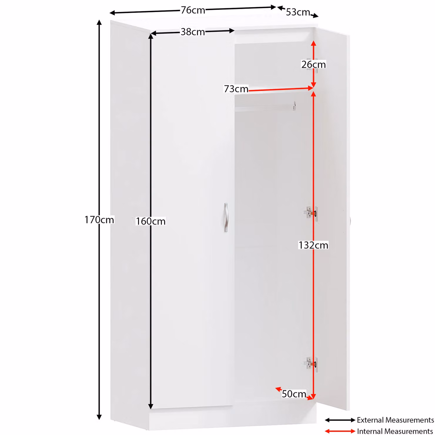 Vida Designs Riano 2 Door Wardrobe in White MDF – 2