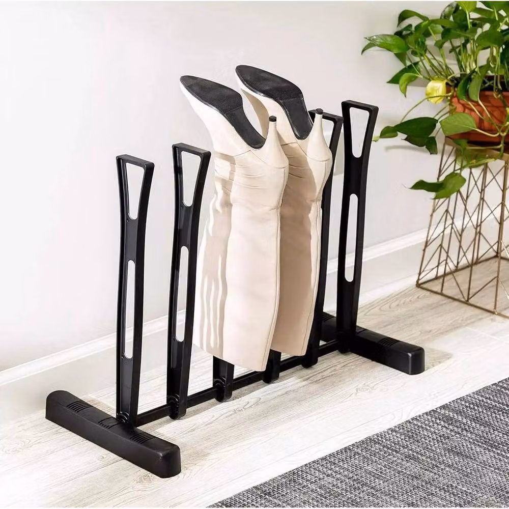 KORVIXA Freestanding 3 Pair Boot Organiser Storage Rack in Matt Black, W/D/H: 100 x 100 x 100 cm – 2