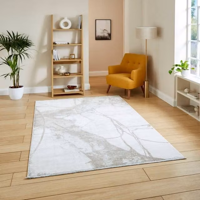The Rug Shop UK Cream Modern Abstract Easy To Clean Area Rug, W: 200 cm, D: 290 cm – 1