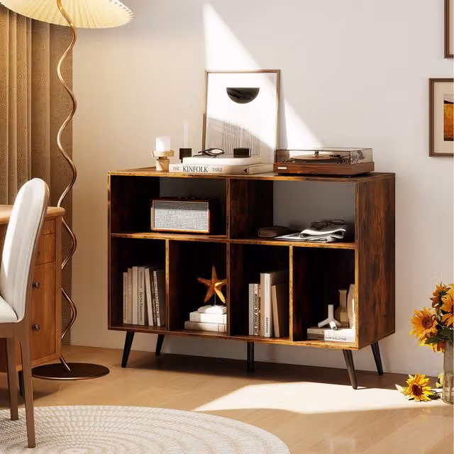 Costway 3-Tier Turntable Stand in Brown