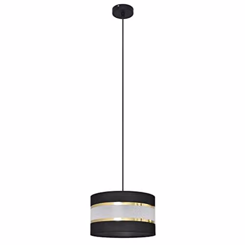 Netlighting Helam Helen Cylindrical Pendant Ceiling Light in Black and Gold/Brass, Diameter: 25 cm