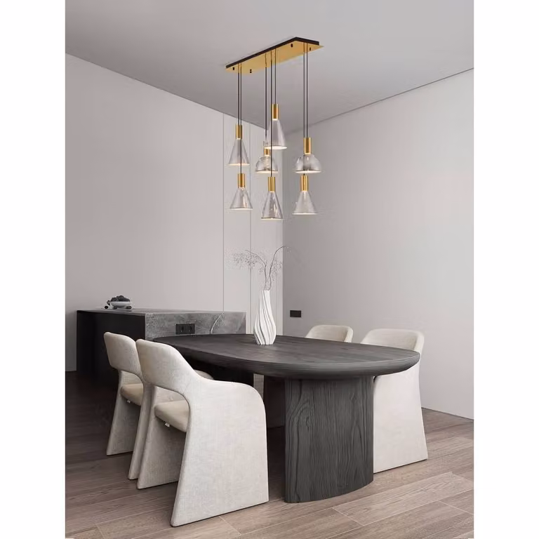 Netlighting Voi Cluster Pendant Light in Grey and Gold/Brass with Smokey Glass, 47W LED, 966lm, Dimmable