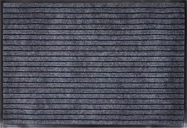 Livingandhome Rectangular Non-Slip Striped Entryway Floor Mat in Black and Grey, W: 80 cm, D: 50 cm