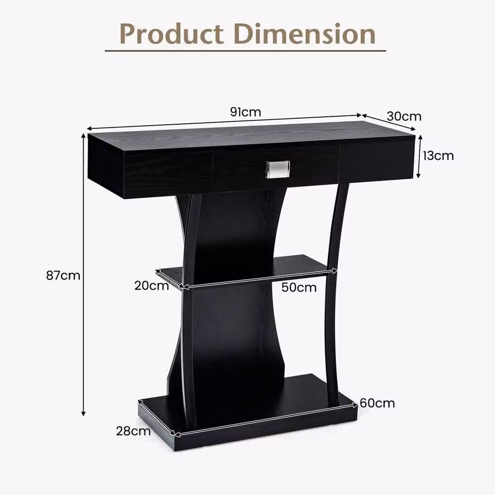 KORVIXA Modern Black Metal Console Table and Narrow Sofa Side Table – 2