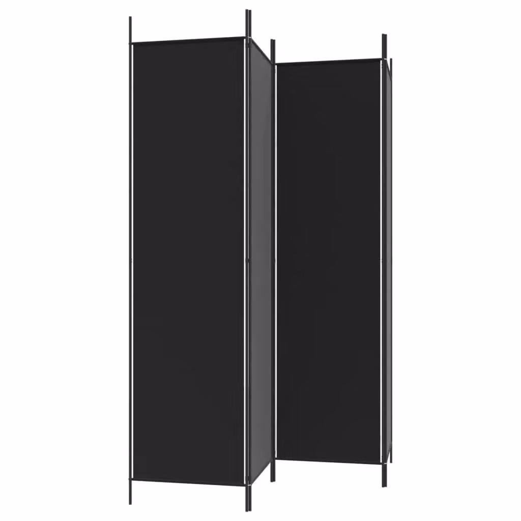 Berkfield Home 4-Panel Room Divider in Black Fabric, W/H: 200 x 200 cm – 4