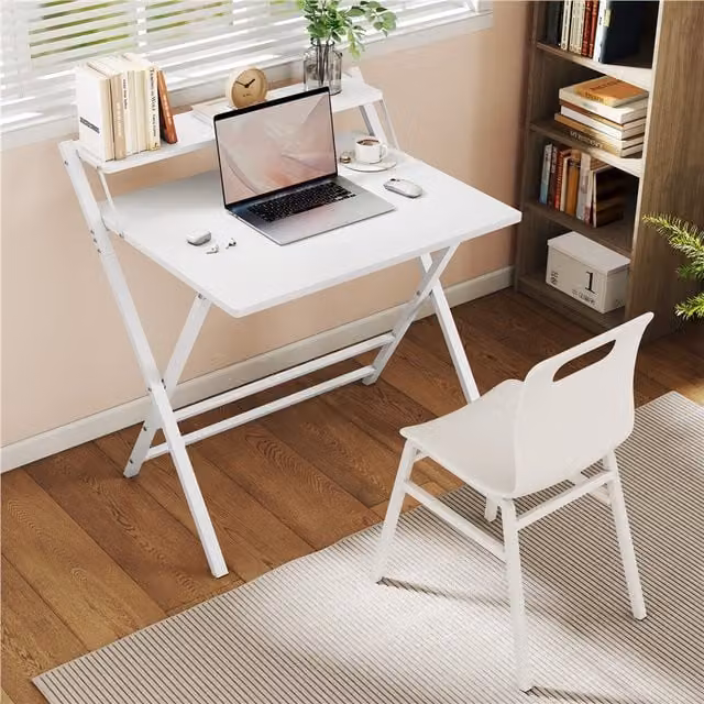 Yaheetech Foldable Computer Desk in White
