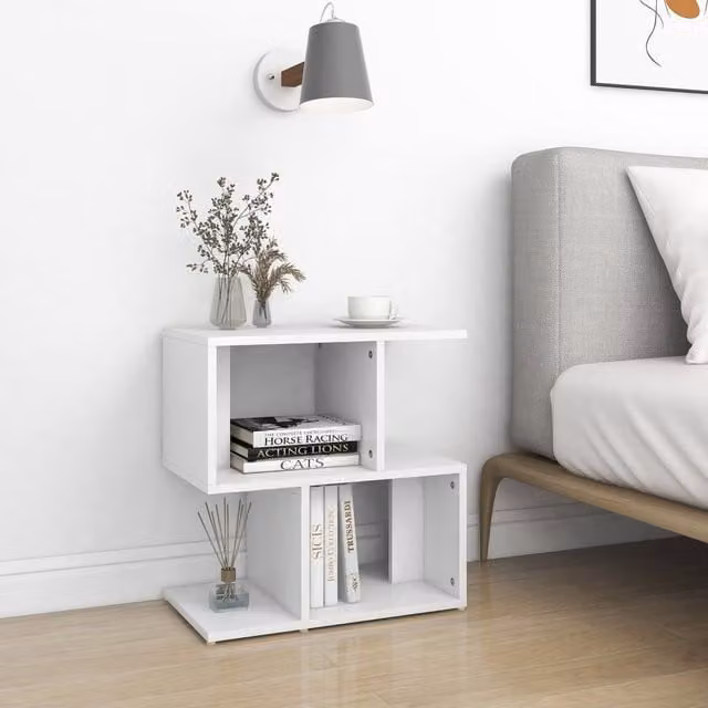 Berkfield Home White Bedside Cabinet in MDF, W: 50 cm, D: 30 cm, H: 51.5 cm