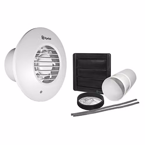 Xpelair Simply Silent DX100 Wall Mounted Bathroom Fan with Wall Kit, White