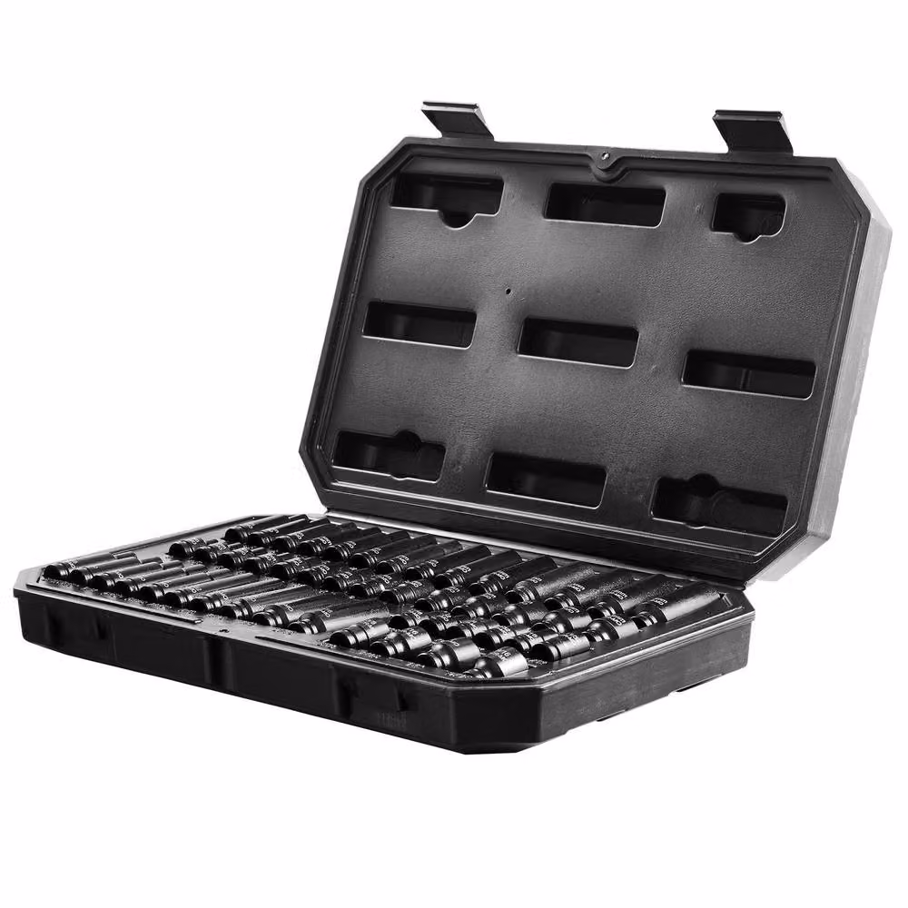 VEVOR 48 Piece 1/4 Inch Deep and Shallow Socket Set in Black Chrome Molybdenum Alloy Steel – 8