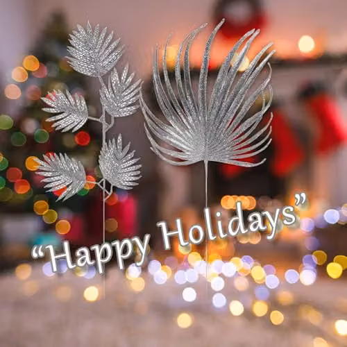 VFM e-Store Glitter Spruce Leaf Pick Christmas Decoration, Silver, 51.5 cm – 4
