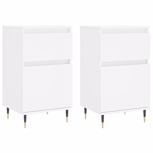 vidaXL Set of 2 Modern White Sideboards in Engineered Wood W/D/H: 40 x 35 x 70 cm