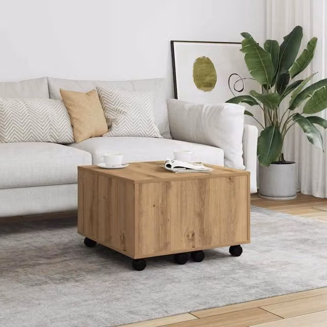 Berkfield Home Artisan Oak Coffee Table in Brown, W/D/H: 60 x 60 x 38 cm – 1