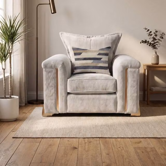 Somnior Deco Arch Armchair in Grey Sherpa Columbus Fabric