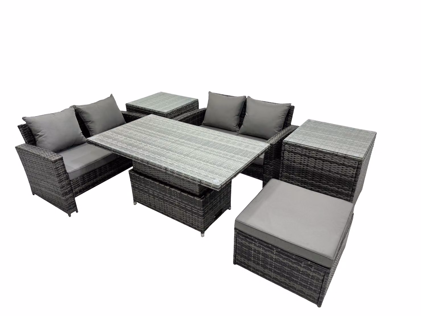 Fimous 5 Seat Rattan Garden Furniture Sofa Set in Dark Grey – 2