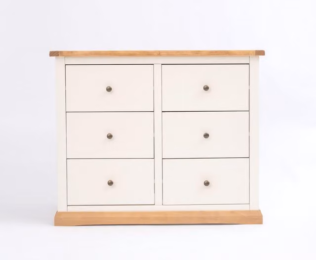 Cabinet Bits Trevi 6 Drawer Chest of Drawers in White Lacquered Pine
