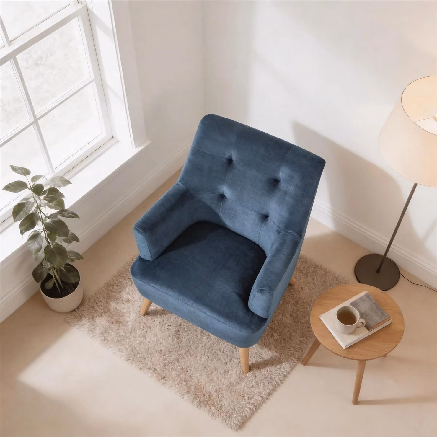 Home Source Arta Modern Upholstered Accent Armchair in Blue – 2