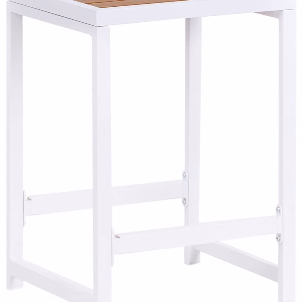 Wyld and Coco Outdoor Stool with Matte White Powder Coated Steel Base and Composite Top – 2
