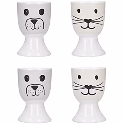 KitchenCraft Porcelain Egg Cup Set of 4 in White – 1