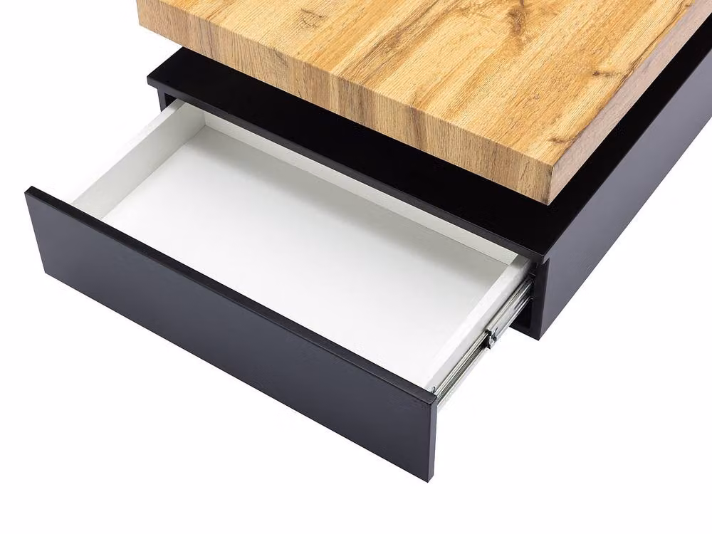 Vente-unique FELIX 2-Drawer MDF Coffee Table in Black and Natural Light, W/D/H: 100 x 60 x 48 cm – 4