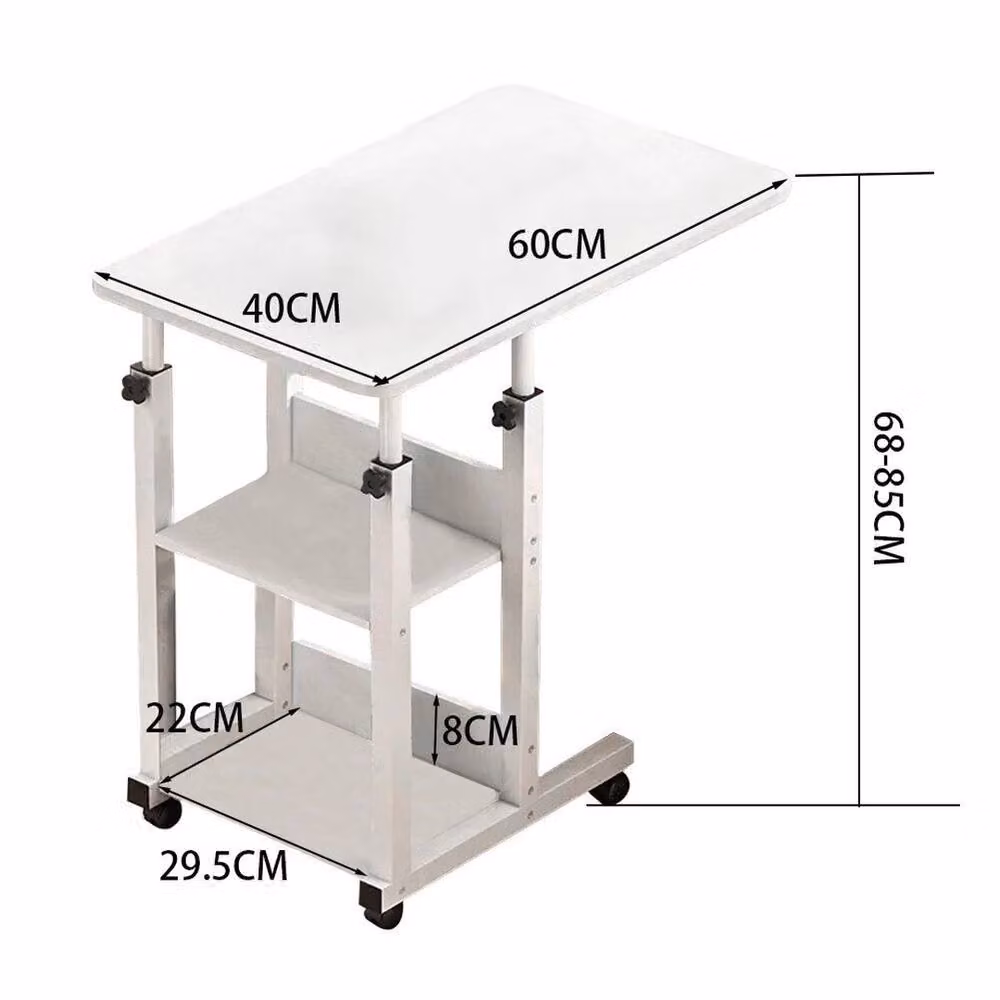 FORGEVIO White Height Adjustable Mobile Over Bed Chair Table with Castors – 2