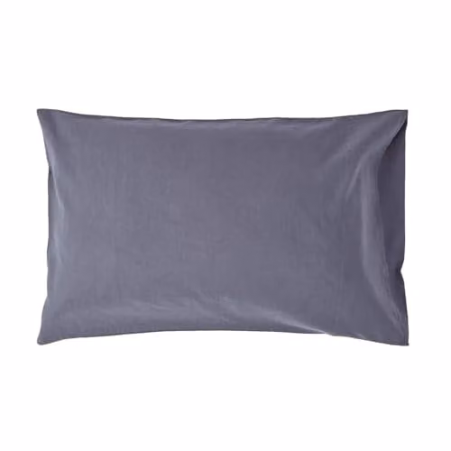 Homescapes Luxury Linen and Combed Cotton Blend Pillowcase, Dark Grey, King Size
