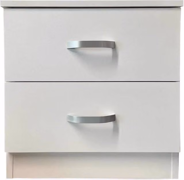 Nordara Matt White 2-Drawer Bedside Cabinet with Metal Handles