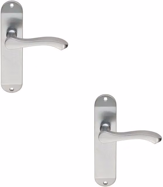 Loops 2x Pair Scroll Lever Door Handles on Latch Backplate, Satin Chrome, Backplate W: 18 cm, H: 4 cm