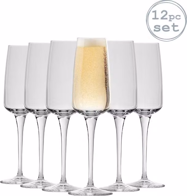 Bormioli Rocco Aurum Champagne Flutes, 230ml, Pack of 12, Transparent