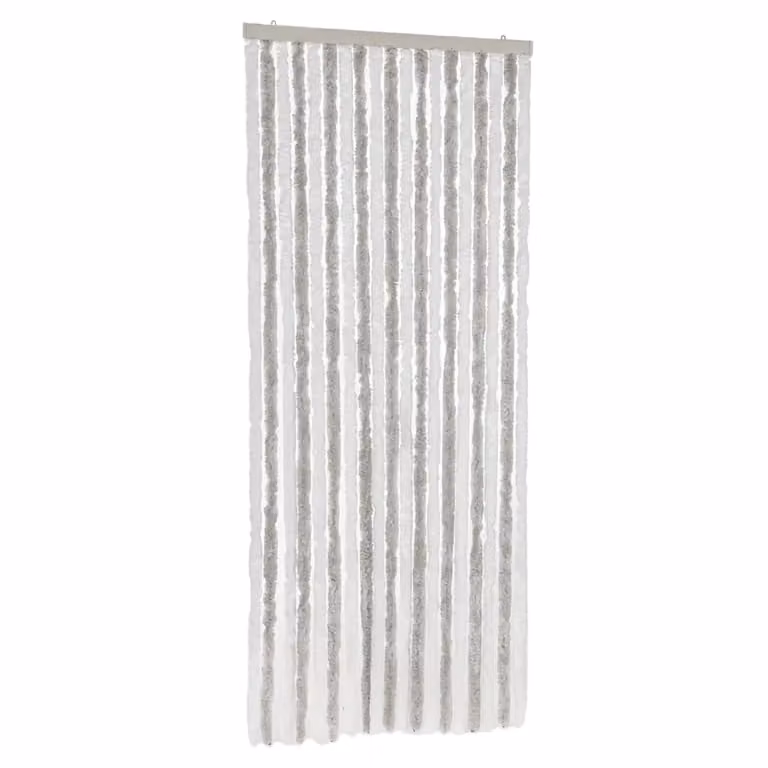 Berkfield Home Chenille Fly Curtain in Light Grey and White, W: 56 cm, H: 200 cm