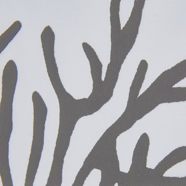 KDMK Coral Silhouette Abstract Botanical Art in a Brown Beaded Wood Frame