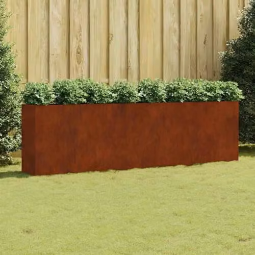 vidaXL Corten Steel Raised Bed in Brown, W: 280 cm, D: 40 cm, H: 80 cm – 2