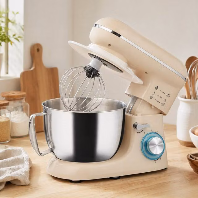 STILVORA Stand Mixer with 4.5L Capacity and 6 Speeds in Beige – 1