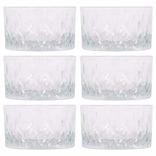 LAV Odin Geometric Glass Dip Bowls, Clear, Pack of 6, Diameter: 9.5 cm