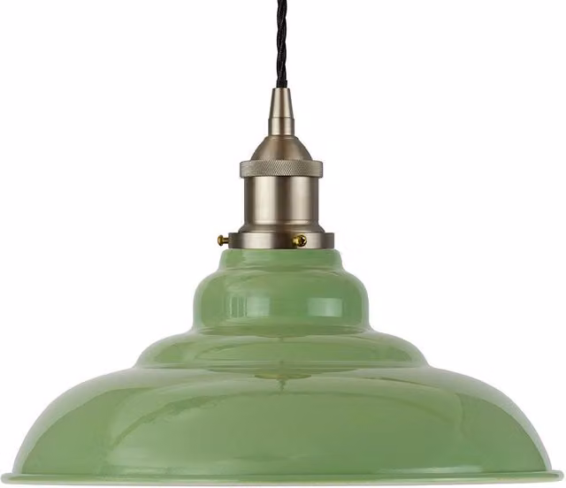 SE Home St Edmund's Pendant Light in Mint Green with Brushed Chrome and Black Twisted Details