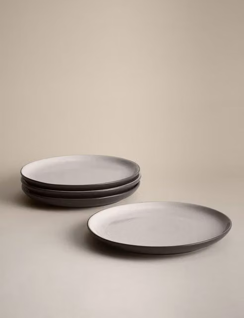 M&S Michigan Stoneware Side Plates, Set of 4, Grey