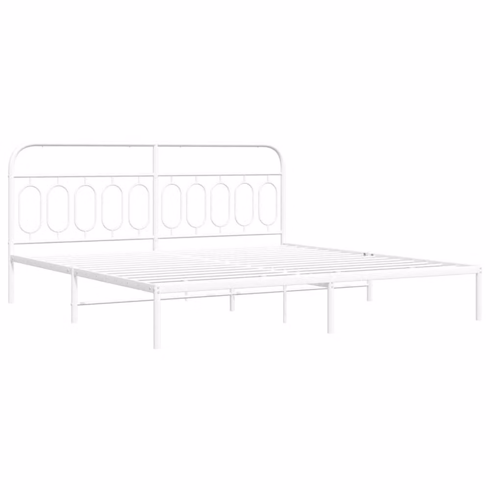 Berkfield Home Metal Bed Frame with Headboard, White, W/D/H: 200 x 200 cm – 3