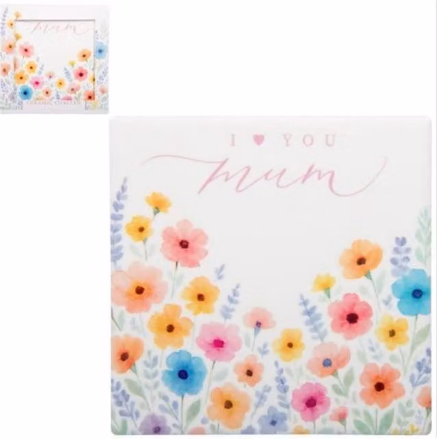KDMD I Love You Mum Flower Coaster, 4 Pack, Multicolour