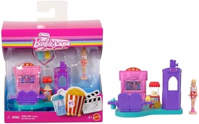 Mattel Barbie Mini Land Movie Theater Dollhouse Playset in Pink and Multicolour