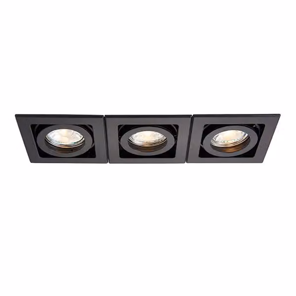 Netlighting Xeno Triple 3 Light Recessed Titlable Downlight in Matt Black, Dimmable and Adjustable – 2