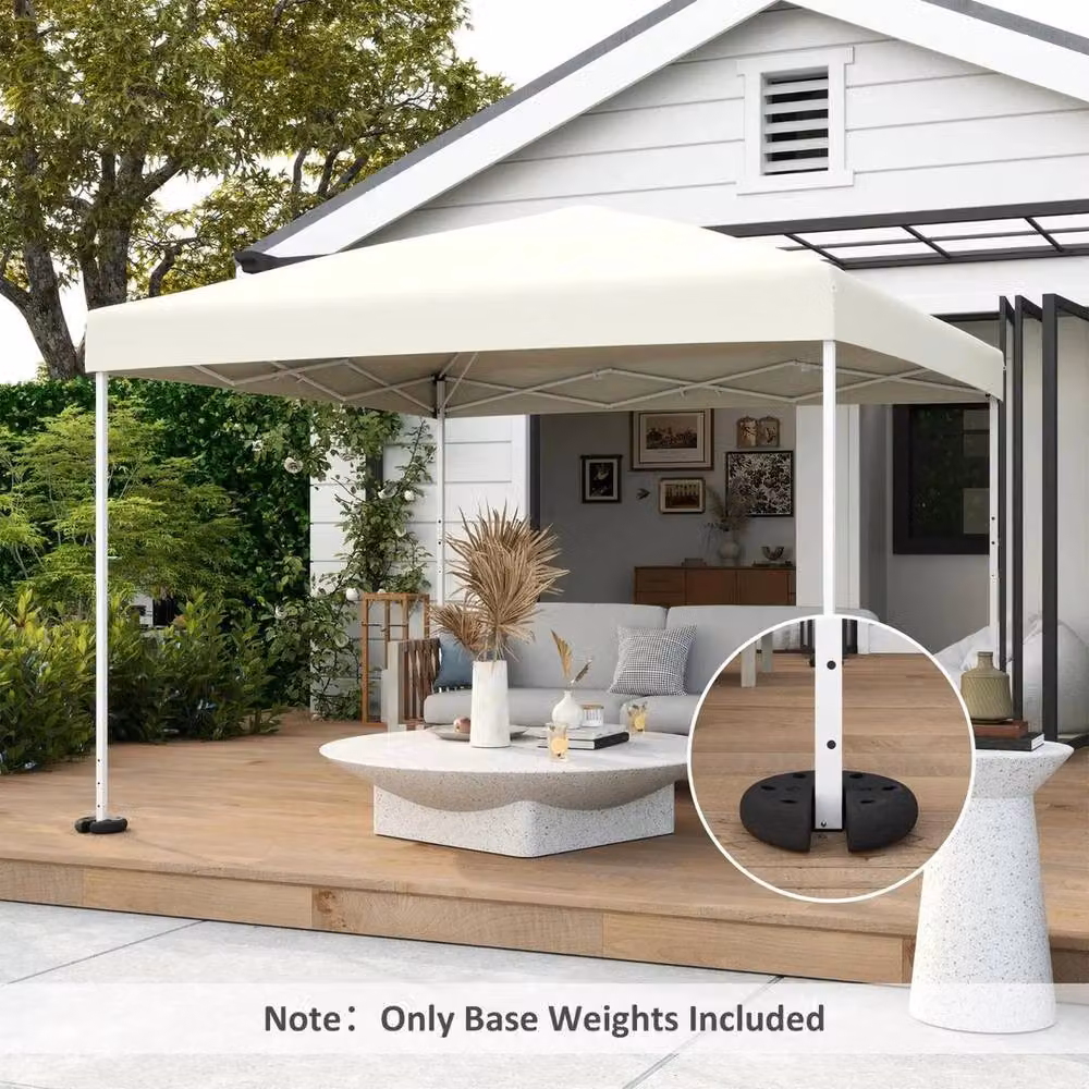 FLAVORA Black Concrete Cement Tent Weight Base for Gazebo Legs, 4 Pieces – 5