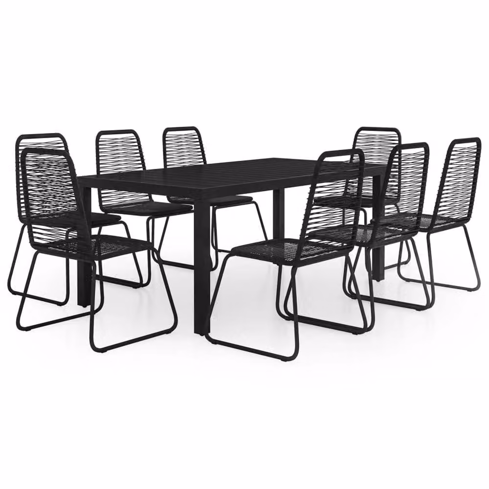 Berkfield Home 9 Piece PVC Rattan Garden Dining Set in Black – 2