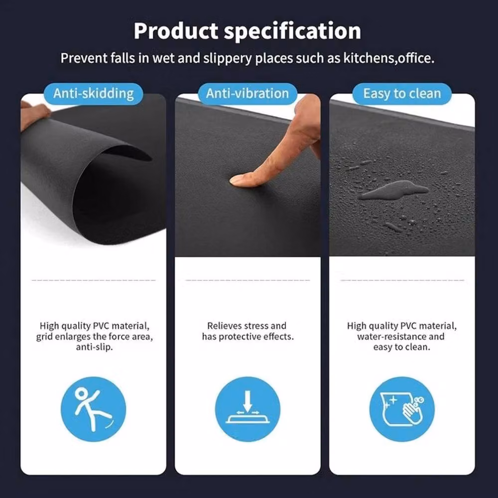 NESTLUNE Waterproof Anti Fatigue Mat, Non Slip PVC Standing Rug, Black, W: 100 cm, L: 1000 cm – 5