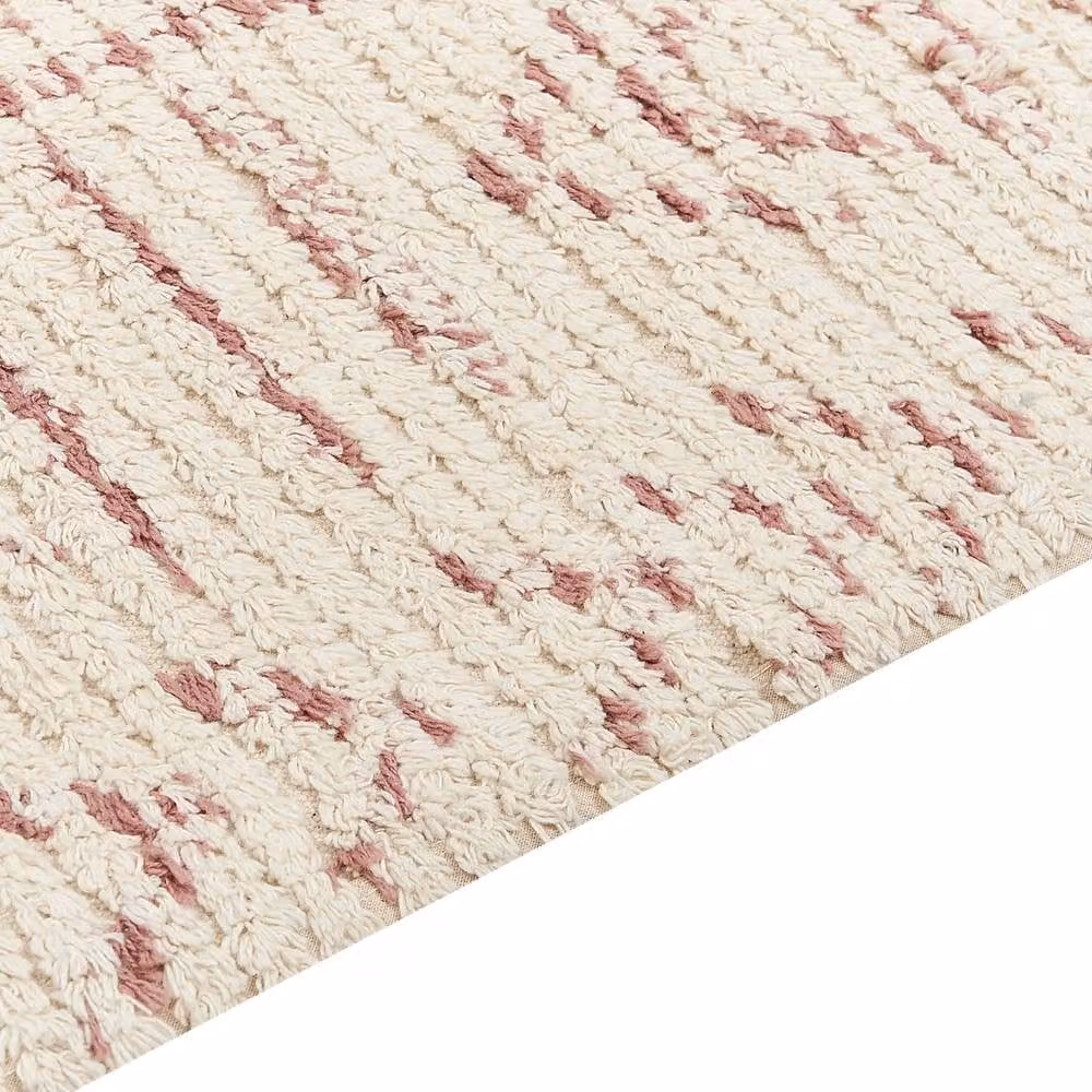 Wyld and Coco Elara Beige Cotton Geometric Hand-Tufted Rectangular Rug W: 140 cm, L: 200 cm
