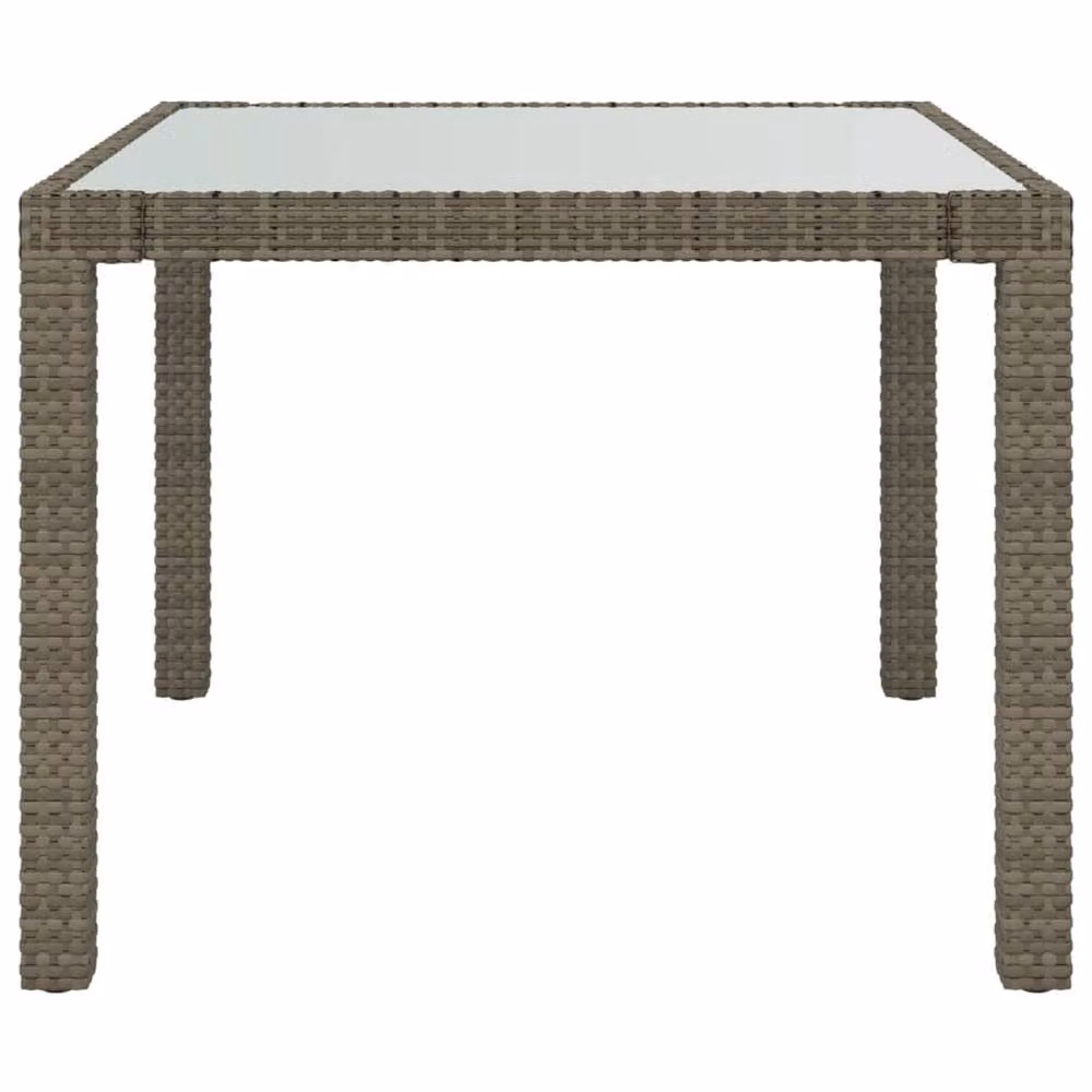 Berkfield Home Grey Poly Rattan Garden Table with Tempered Glass Top, W/D/H: 90 x 90 x 75 cm – 2