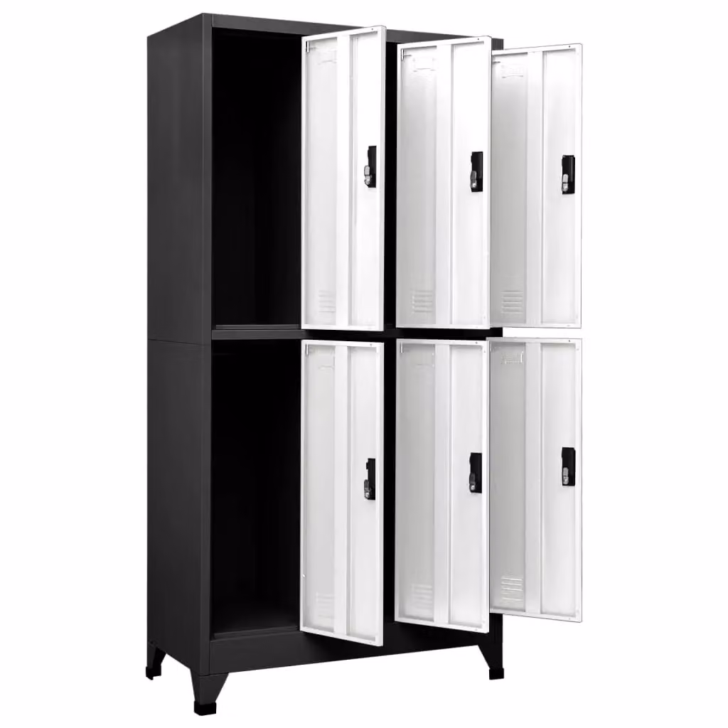 Berkfield Home Metal Locker Cabinet in Anthracite, White and Black, W/D/H: 90 x 45 x 180 cm – 3
