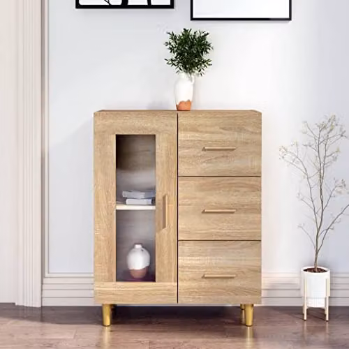 vidaXL Modern Wall Mounted Sideboard in Sonoma Oak, W/D/H: 69.5 x 34 x 90 cm – 2