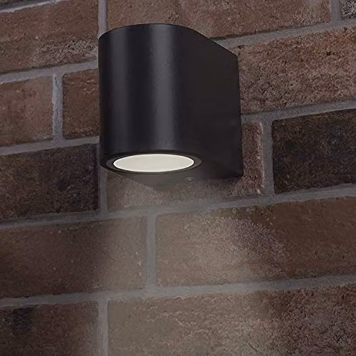 CGC Lighting Black Aluminium Outdoor Up and Down Wall Spotlight with Transparent Glass and GU10 Mains Power